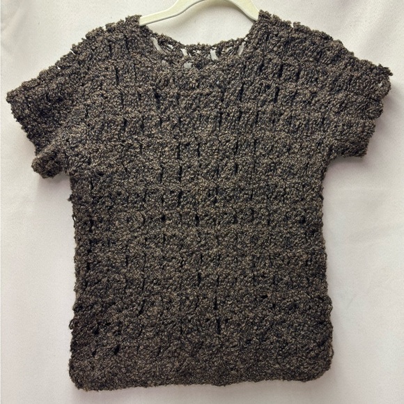 Handmade Tops - Hand knitted Bohemian Style Brown Sweater Vest Top See Measurements for Size